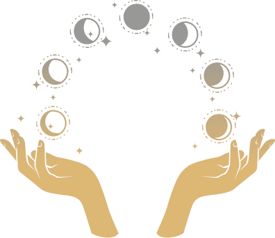 Guiding hands with moon phases